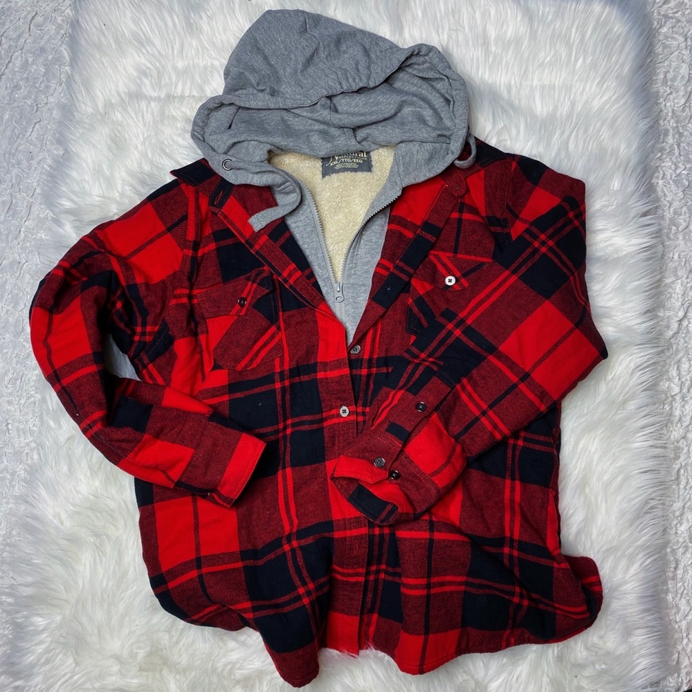 Hooded flannel zip up